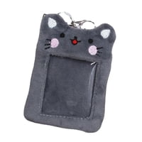 Magideal - Bonito Portatarjetas De Felpa, Protector Portátil Para Fotos, Funda Para Tarjeta De Identificación Para Mujeres Y Niñas, Llavero Colgante Para Viajes, Gris