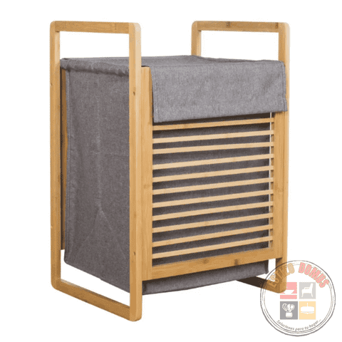 Estilodomus - Mueble De Organización Cuarto De Lavado En Bambú Y Tela