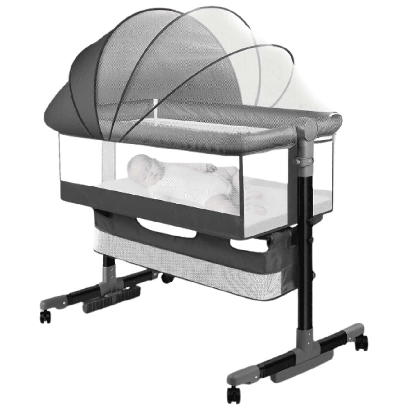 Cuna Moises Bebé - Cuna Moises Bebe Con Colchon Y Mosquitero 4 Modos Liso