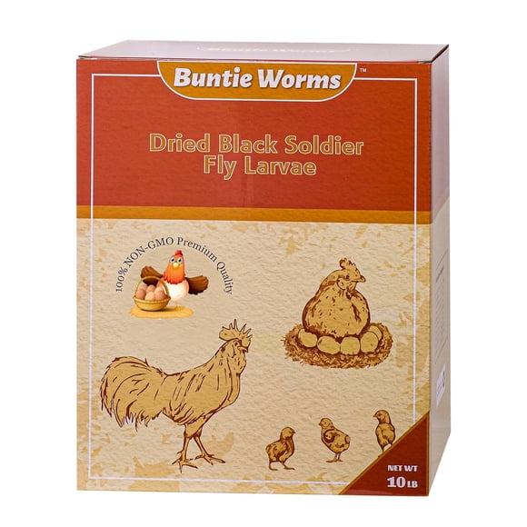 Larvas secas de mosca soldado negra BUNTIE WORMS, 4,54 kg (10 libras)