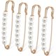 thumbnail image 1 of Gold Pearl Brooch Pins for Women, 4-Piece Large Safety Pins, 1 of 3