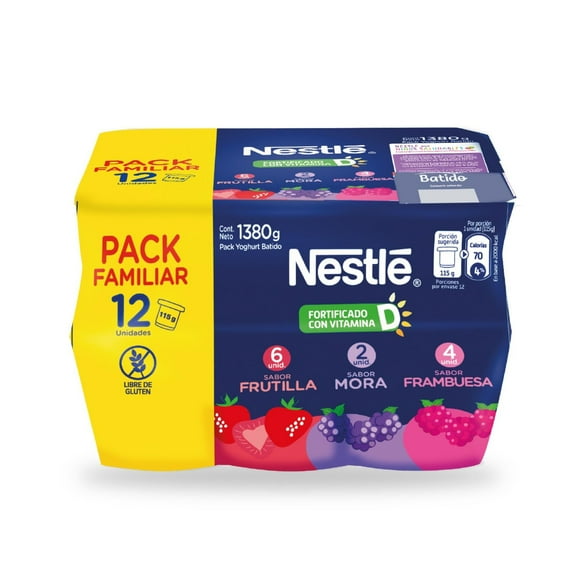 Yoghurt Batido Sabor Mix Berries Multipack Pote, 12 Un x 115 g