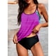 thumbnail image 4 of Tankini push-up con espalda en T, estampado a rayas y pantalones cortos para mujer, 4 of 7