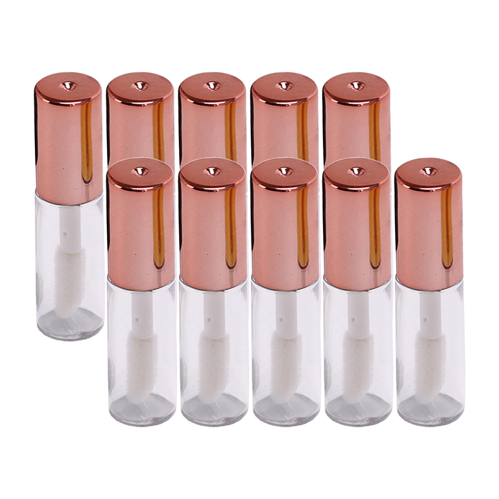 Ioensy - 10 Botellas De Brillo De Labios, Tubos De Aceite De Labios Transparentes Rellenables Para Mujeres Y Niñas, Oro Rosa