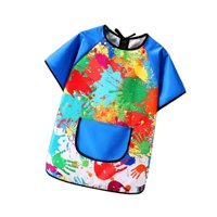 Magideal - Children Art Smock Para Niños Delanteros De Arte Multifunción Suave Divertida Con Bolsillos Impermeables Para Cocinar Dibujo De Jardín De Infantes , Azul