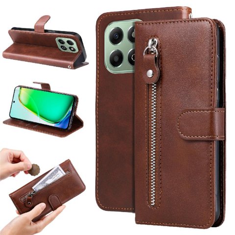 Gangxun - Funda Con Cremallera Para Honor X6B 4G, Carcasa Cartera De Cuero Pu Con Soporte Y Tarjetero