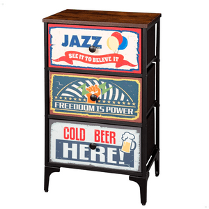 Velador Cajonera 3 Cajones Decorados Carry All® Línea Vintage