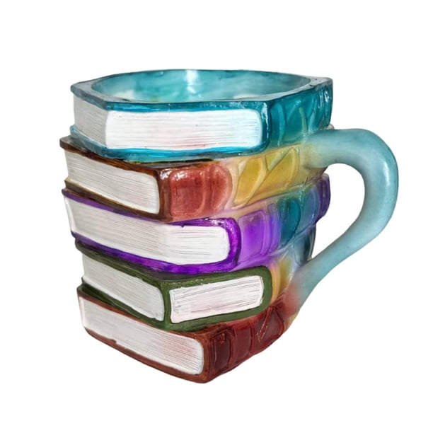 Taza De Libro Pintado, Novedosa Taza De Café Con Libros Pintados En 3D, Estilo Apilable único A