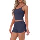 thumbnail image 4 of INSPIRE CHIC Conjunto de Pijama para Mujer de Punto Acanalado Cami Sin Mangas con Cuello Cuadrado y Pantalones Cortos con Abertura Ropa de Dormir Conjuntos de Salón XL Azul Marino, 4 of 6
