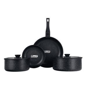 Genérico - Bateria De Cocina Ceramica Baum 6 Piezas Color Negro