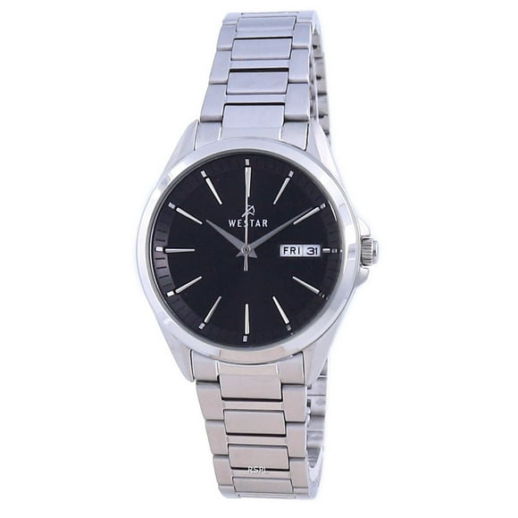 Reloj Para Mujer Con Esfera Negra Y Acero Inoxidable Con Cuarzo