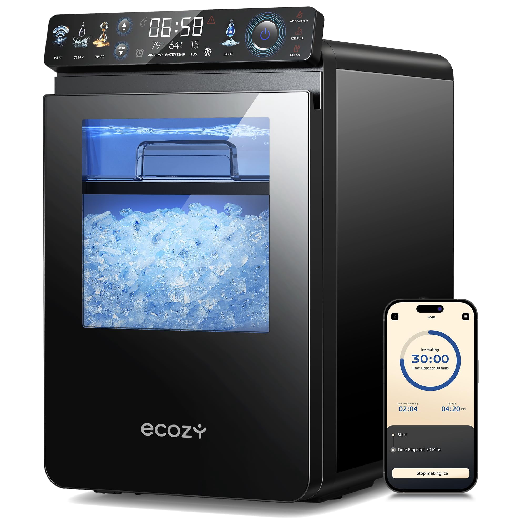 Fabricador De Hielo Nugget Ecozy Para Encimera