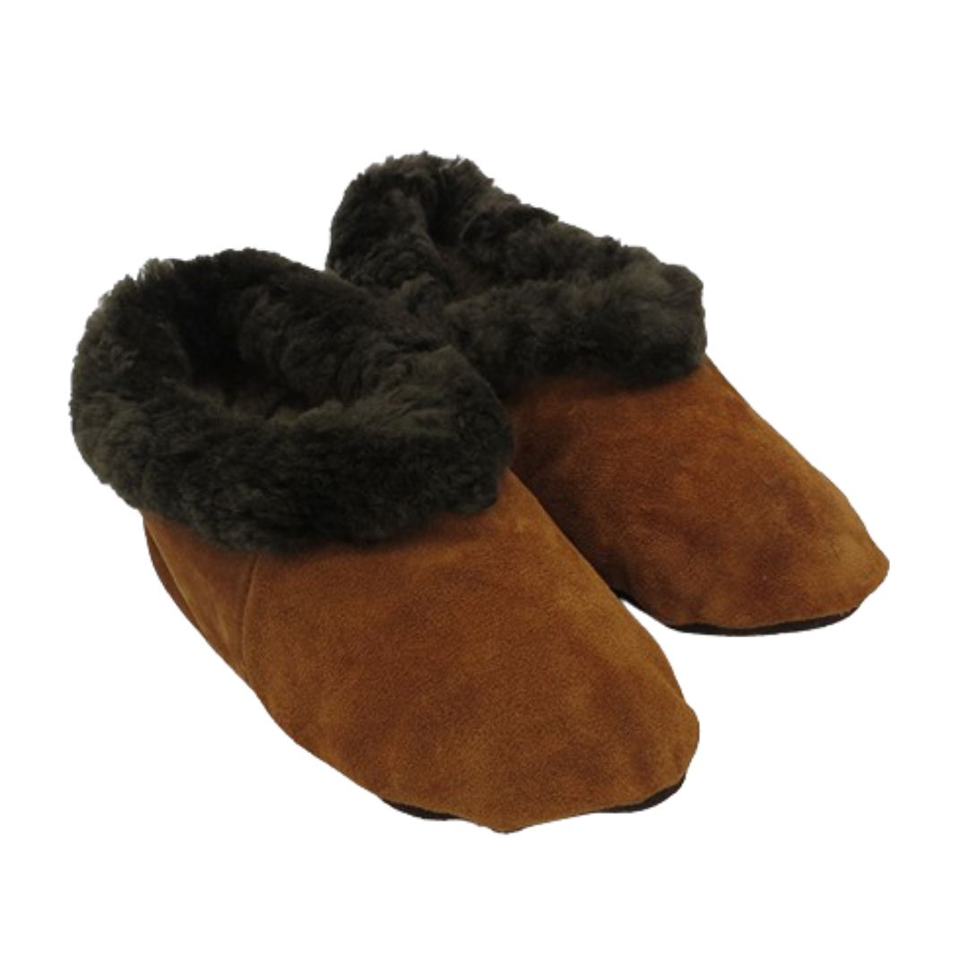 Rou - Pantufla De Lana Natural Y Reno Habano