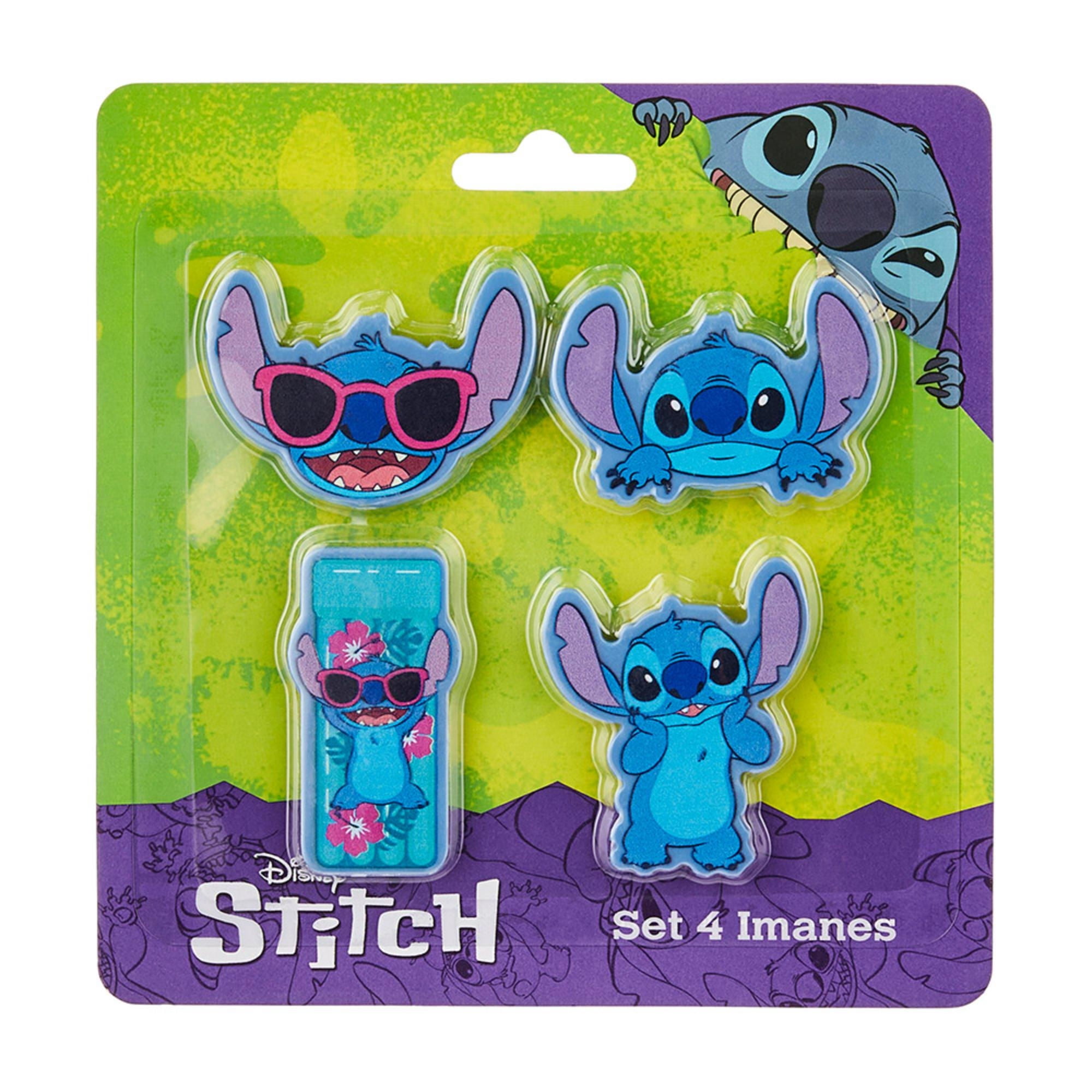Set De Imán Stitch Plástico 4 Piezas Azul Disney