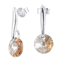 Joyas Montero - Aros Punto De Luz Plata Italiana 925 Y Cristal Genuino Golden Shadow