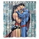 thumbnail image 1 of Cortina de ducha de cartón con diseño de Mujer Maravilla y superhéroe en beso, juego de cortina de baño con ganchos, tamaño 66 x 72 pulgadas, 1 of 3