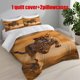 thumbnail image 1 of 3pcs Cheetah Chasing Rabbit Print Bedding Set Duvet Cover and Pillowcases, 1 of 5
