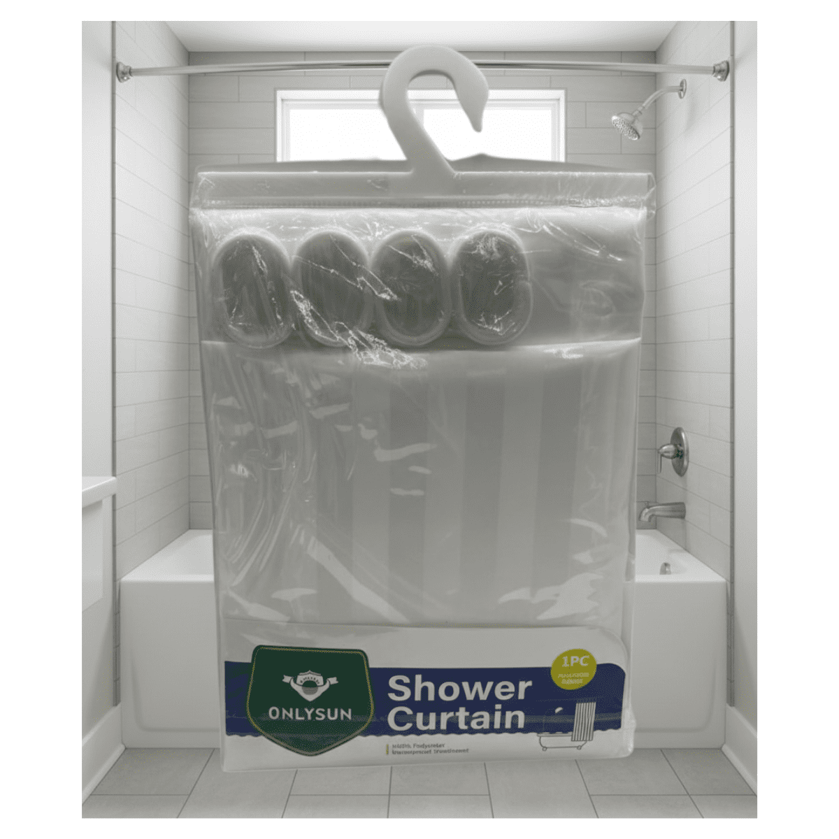 Genérico - Cortina De Ducha Blanca 100% Poliéster Con Tratamiento Impermeable - Incluye Ganchos