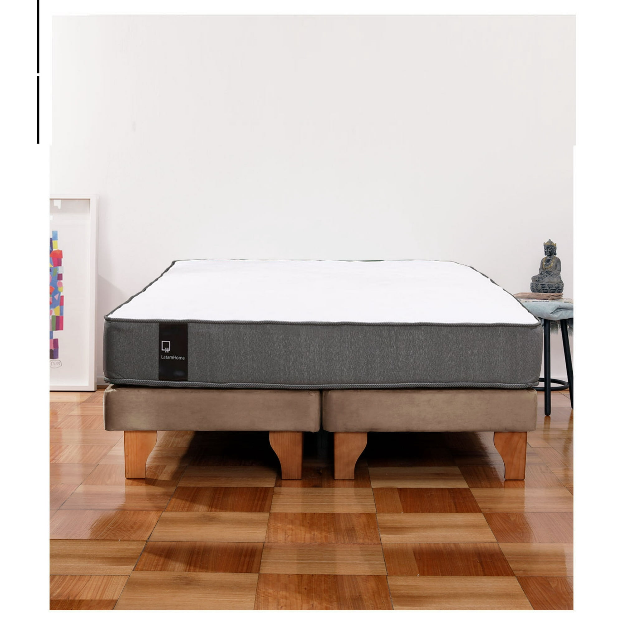 Latam Home - Cama Europea Zen Best 2 Plazas Colchon Resortes Base Divididatela Beige
