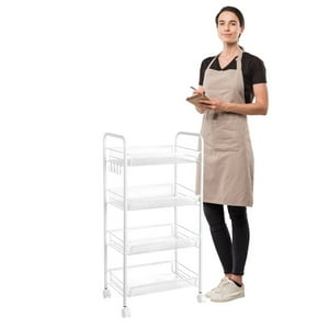 Prochef - Carro Organizador Multiuso Acero Blanco 4 Bandejas Removibles