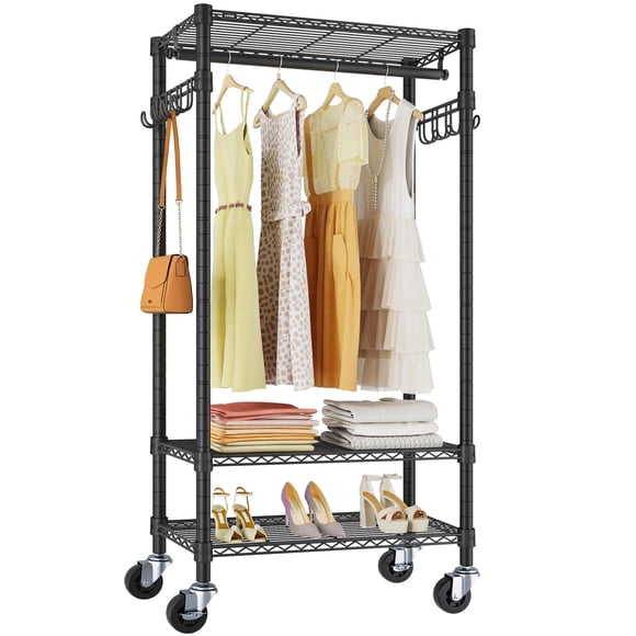 VIPEK R3 Perchero de Ropa Rodante Mediano, Estantes Ajustables