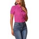 thumbnail image 4 of INSPIRE CHIC Blusa de Chifón con Estampado Retro de Regreso a Clases para Mujer, Manga Corta, Lazo, Cuello Peter Pan, Talla S, Rosa Fucsia, 4 of 6