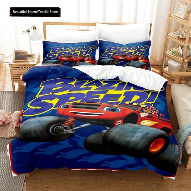 Cartoon Blaze And Monster Machines Speed Bedding Set Boys Girls Twin Queen Size Duvet Cover Pillowcase Bed Boys AdultBed Sheets