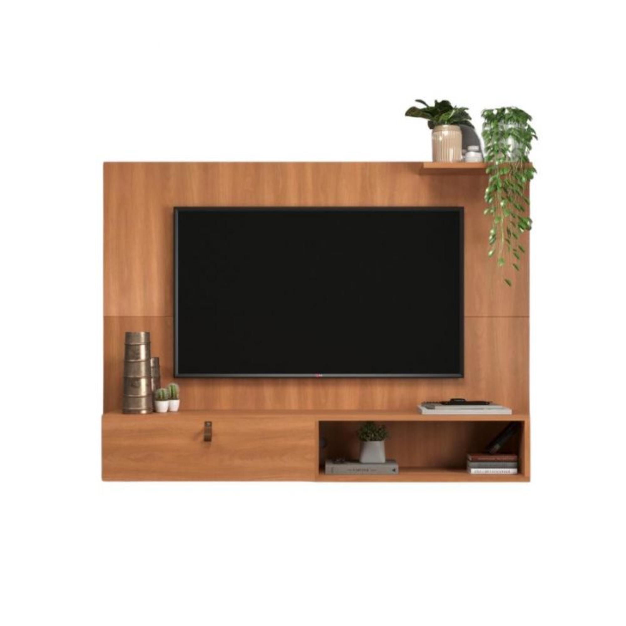 Mobilfrank - Panel Tv 726Ca 50"" 1 Puerta 1 Nicho 1 Repisa Café