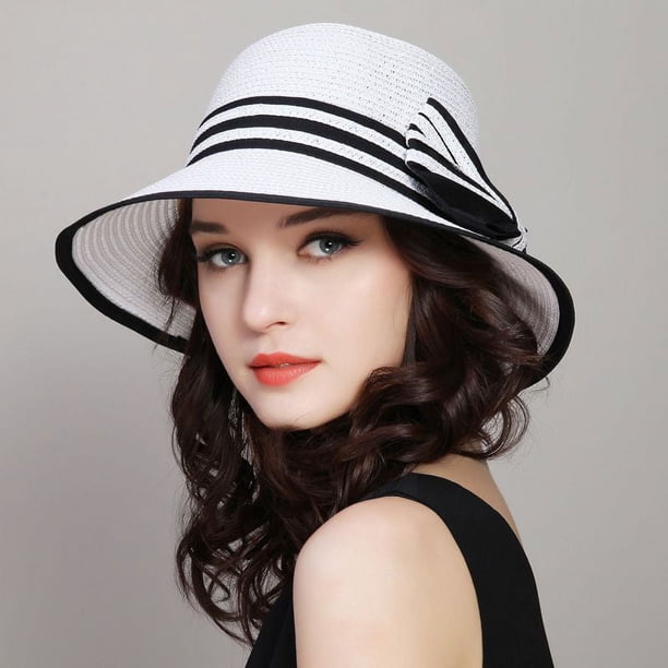 1pc Sun Hat, Beach Hat, Sun Protection, Foldable, Ribbon Hat, Women's Hat, Colors: Milky White/White/Beige/Pink/Brown