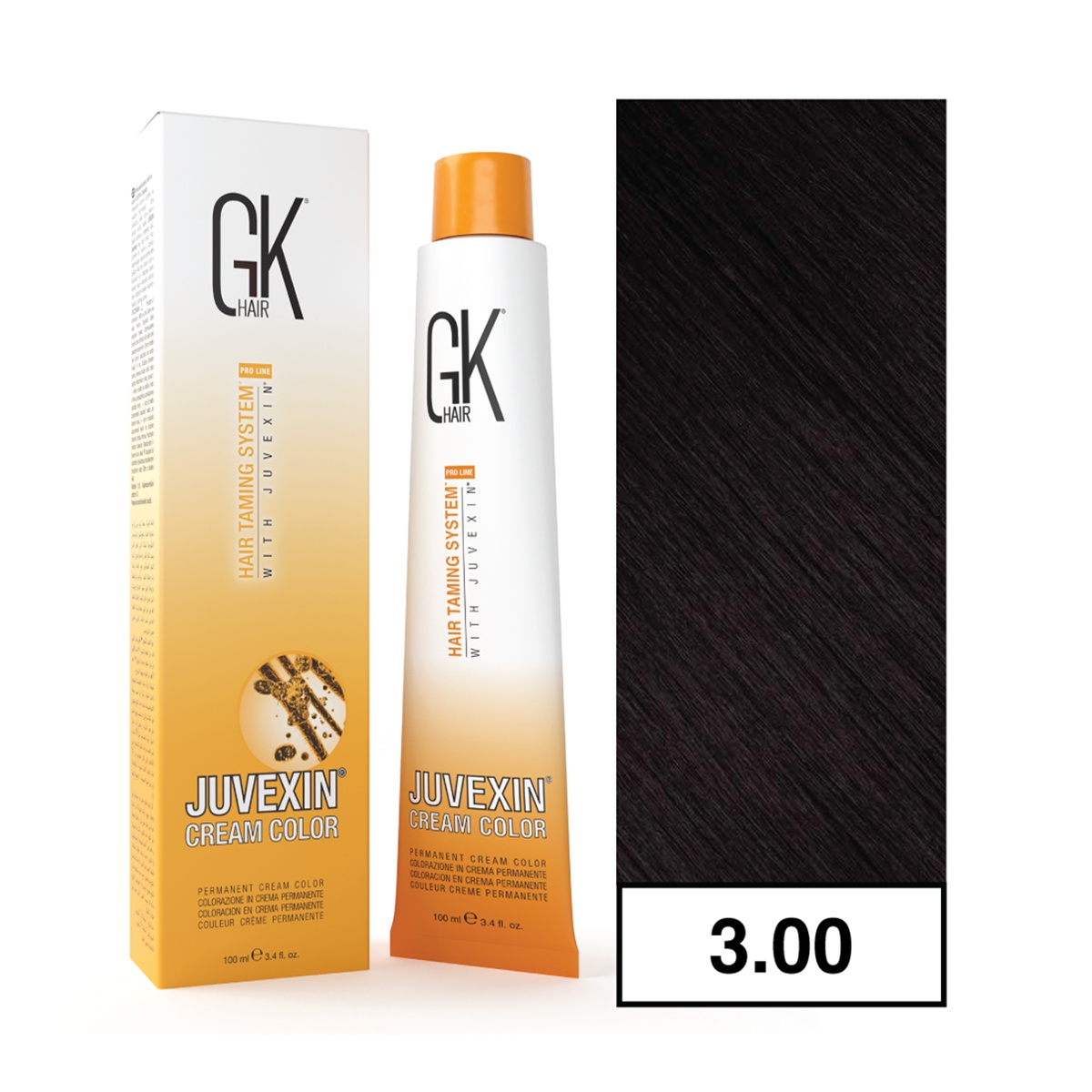 Gkhair - - Tintura Cream Color Permanente Vegana 100Ml + Oxidante - 3.00 Marrón Oscuro Super Intenso