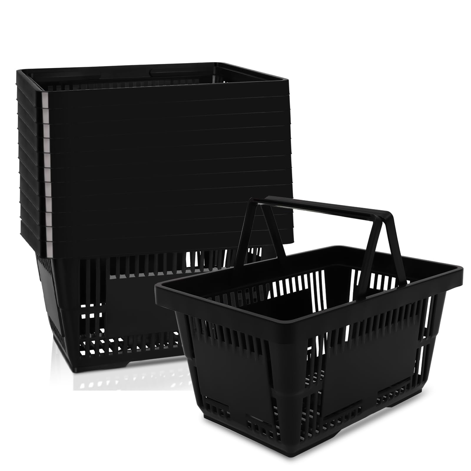 Cestas De Compras Fahkns 21l De Plástico Duradero Negro (12 Unidades)