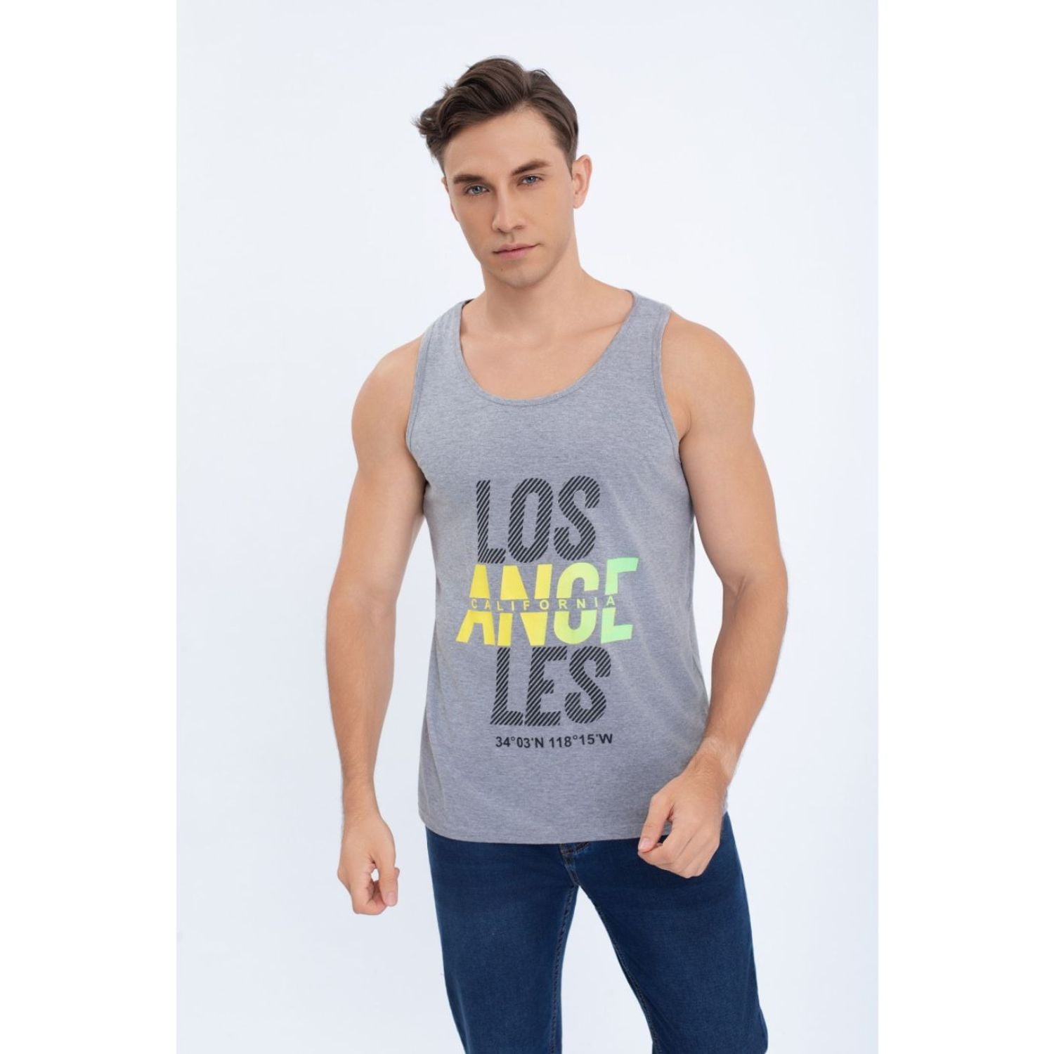 Likeshop - Polera Musculosa Hombre Sin Mangas Colores Los Angeles 7605