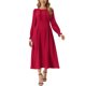 thumbnail image 1 of INSPIRE CHIC Vestido de Mujer Cuello Redondo Mangas Largas Fruncido Línea A Midi con Bolsillos Rojo S, 1 of 6