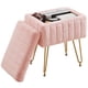 thumbnail image 2 of Taburete de tocador Sweetcrispy con almacenamiento, piel sintética, color rosa, 2 of 6