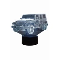 Lelumania - Lampara Ilusion 3D Jeep De 7 Colores, Base Touch