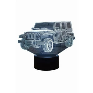 Lelumania - Lampara Ilusion 3D Jeep De 7 Colores, Base Touch