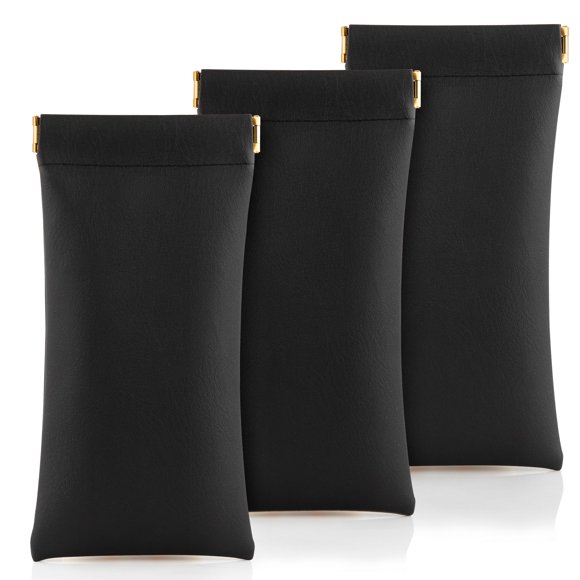 Estuche para gafas FHJLZFA 3 unidades cuero negro