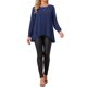 thumbnail image 2 of INSPIRE CHIC Blusas de Mujer de Altura Baja Cuello Redondo Blusa de Gasa Asimétrica Camisa Suelta Manga Larga Casual de Otoño Talla L Azul Oscuro, 2 of 6