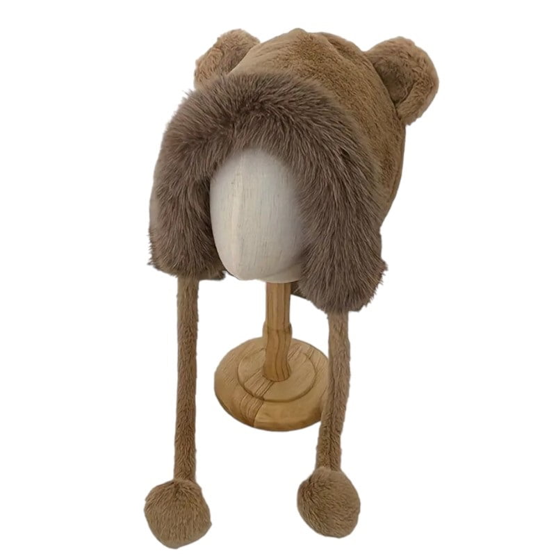 Mh - Gorro De Invierno Para Niños, De Felpa Diseño De Osito Color Chocolate