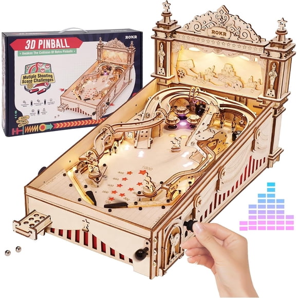ROKR 3D Wooden Puzzle Pinball Machine, Circus Style Tabletop