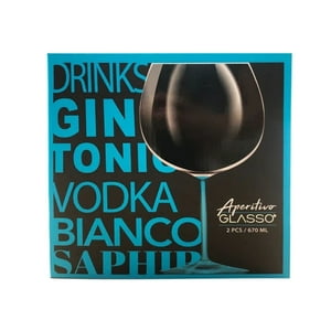Set 2 Copas Aperitivo Cristal Celeste 670Ml Cocktail Glasso