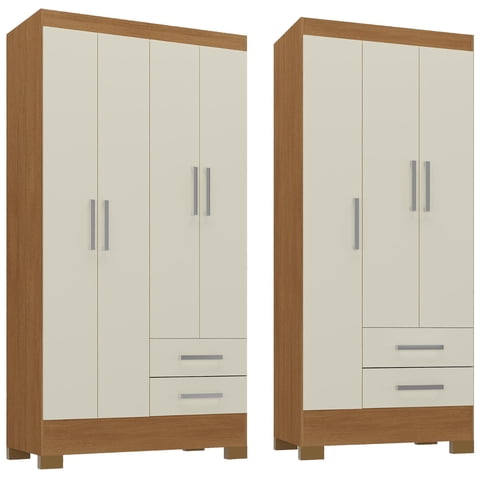 Movelaria - Combo Clóset 4 Puertas + Clóset 3 Puertas Off White R4232