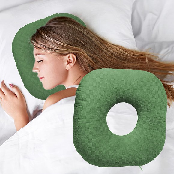 Almohada perforadora Wuronsa para personas que duermen de lado con orificio para la oreja