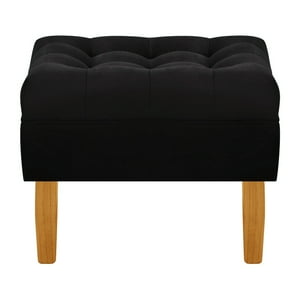 Bodevir - Pouf Wood 1C Felpa 04 Negro