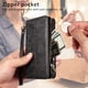 thumbnail image 5 of Para iPhone 13 Pro Max Funda Tipo Billetera, 9 Ranuras para Tarjetas Bloqueo RFID Bolso Cruzado Cubierta de Cuero, Bolsillo con Cierre, Correa de Muñeca y Hombro Desmontable, Funda Protectora, 5 of 11