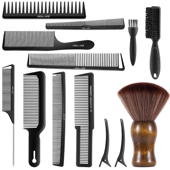 Set de Barbería SALONSILK de 13 Piezas con Peines y Cepillos