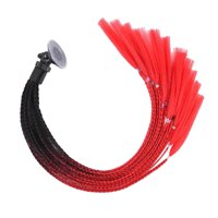 Ioensy - Casco Trenzas Cola De Caballo Cola De Caballo Trenza Decoración Negro Rojo