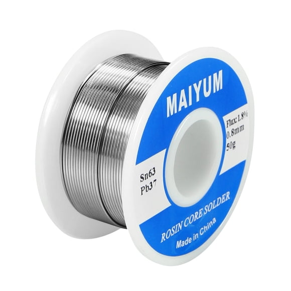 Alambre de soldadura MAIYUM 63-37 con núcleo de estaño y plomo, 0,8 mm, 50 g