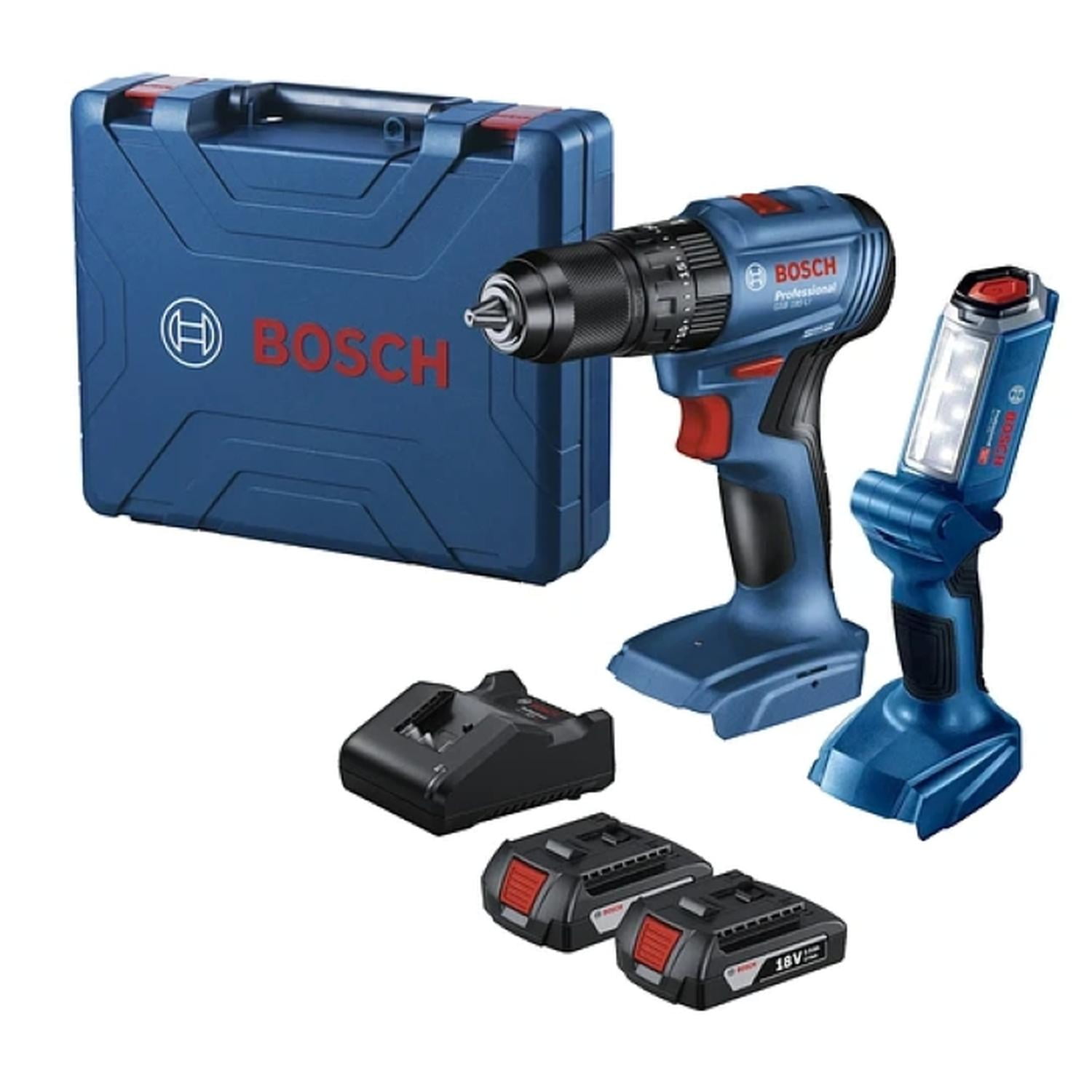 Kit Taladro Inal Gsb 185 Li + Linterna Gli 18v-330 Bosch Azul 35