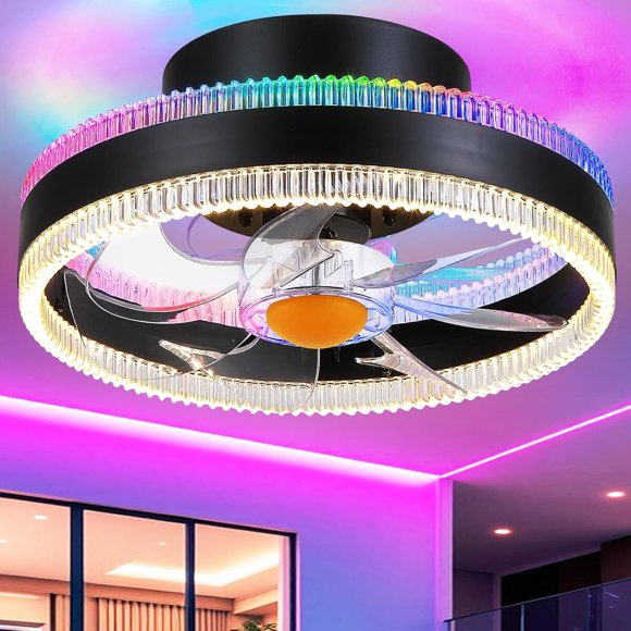 Ventilador de Techo Mpayel 13 pulgadas RGB LED Control Remoto